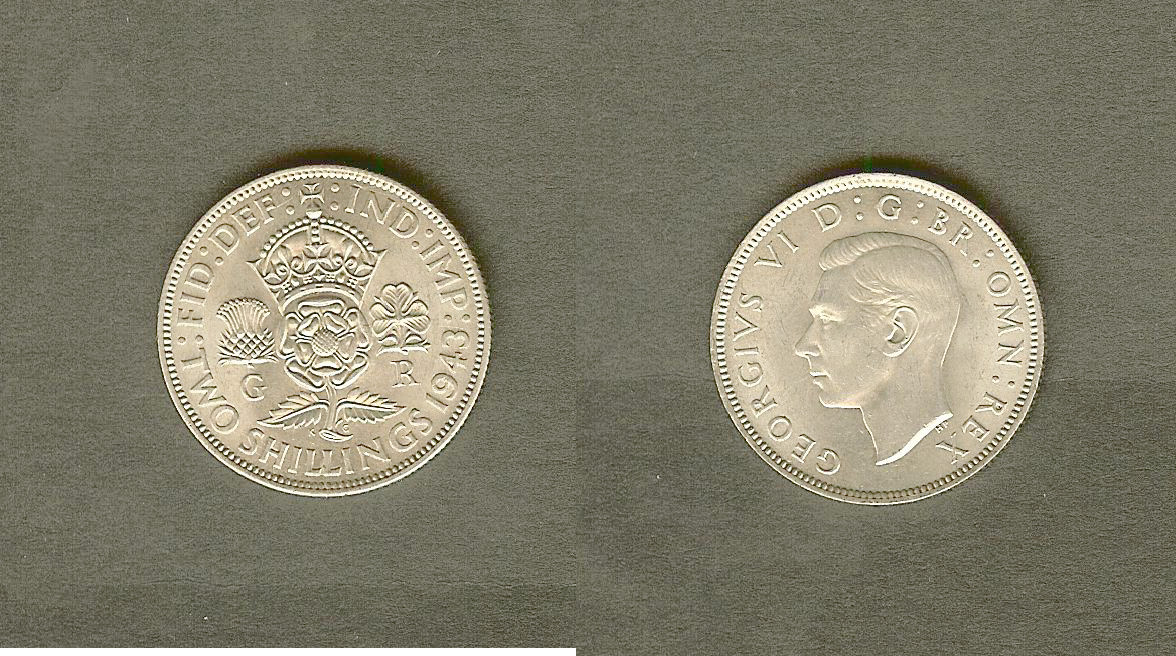 ROYAUME-UNI 1 Florin (2 Shillings) Georges VI 1943 Londres SPL